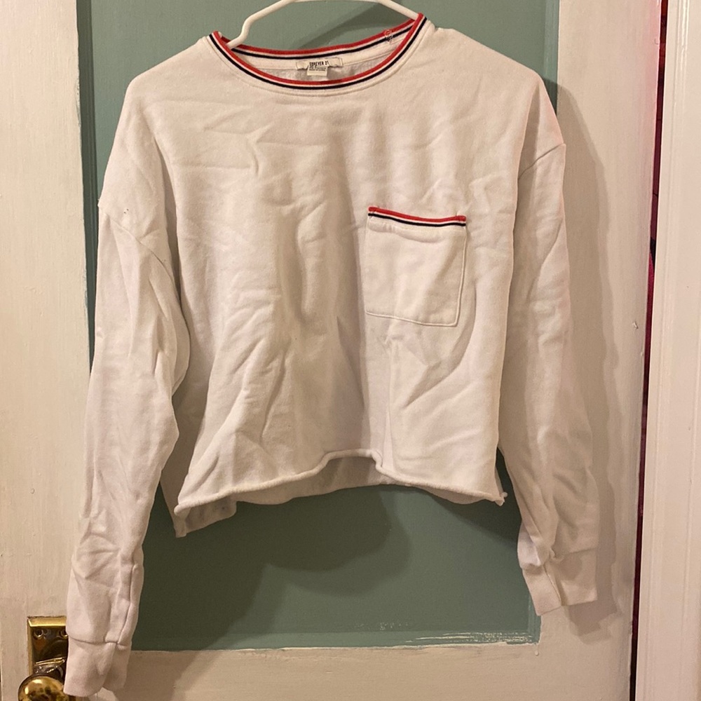 Forever 21 White Cropped Sweater